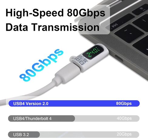 Poyiccot USB Type C Extension Adapter 80Gbps, 240W USB C Extender Adapter Digital Display, 8K@60Hz Video Thunderbolt 5 Connector for Headphone,Game Controller, iPhone, Docking,OTG, White 2pcs in Saudi Arabia