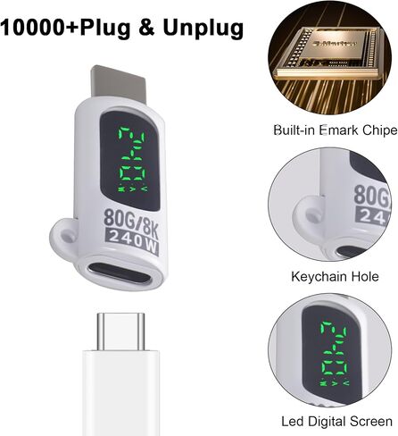 Poyiccot USB Type C Extension Adapter 80Gbps, 240W USB C Extender Adapter Digital Display, 8K@60Hz Video Thunderbolt 5 Connector for Headphone,Game Controller, iPhone, Docking,OTG, White 2pcs in Saudi Arabia