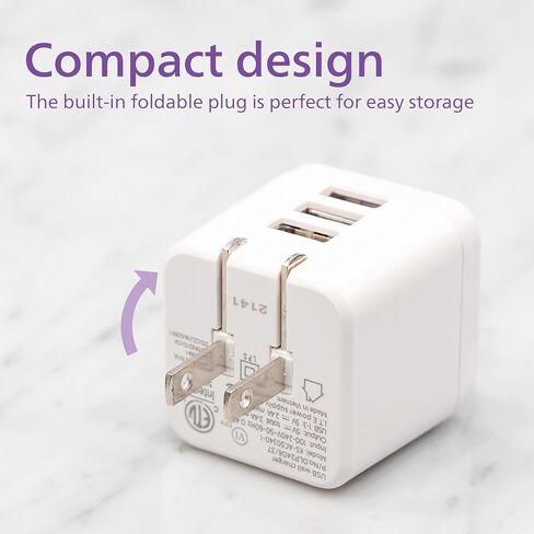 Charger Charger Fast Charge Fast ، 65W USB C ، كتلة شاحن 3-PORT GAN USB C مع USB A و USB C ، شاحن جدران سريع قابل للطي لـ iPhone 16 ، سلسلة 15 ، iPad Pro ، White ، DLP3653W/37 in Kuwait