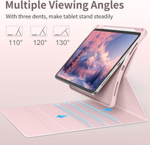 Keyboard Case for iPad Air 11-inch M3/M2 (2025/2024), Folio Cover with Pencil Holder for Air 6th 11"/Air 5th 4th Gen 10.9 inch Case with Detachable Bluetooth Keyboard, 7-Color Backlit, Pink in Saudi Arabia