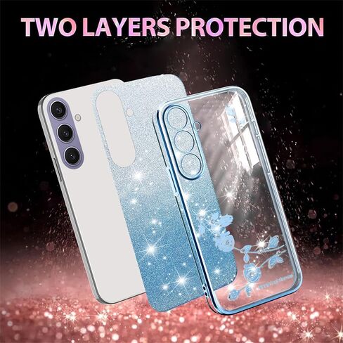 ysnzaq glitter floral case for Samsung Galaxy A16 مع حزام Crossbody Lanyard & Wrist ، وحالة هاتف TPU الناعمة اللطيفة لتصميم لطيف وشفاف لـ Samsung Galaxy A16 Yss Blue in Saudi Arabia