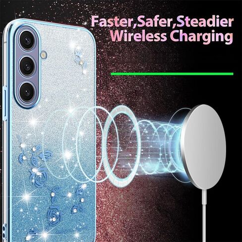 ysnzaq glitter floral case for Samsung Galaxy A16 مع حزام Crossbody Lanyard & Wrist ، وحالة هاتف TPU الناعمة اللطيفة لتصميم لطيف وشفاف لـ Samsung Galaxy A16 Yss Blue in Saudi Arabia