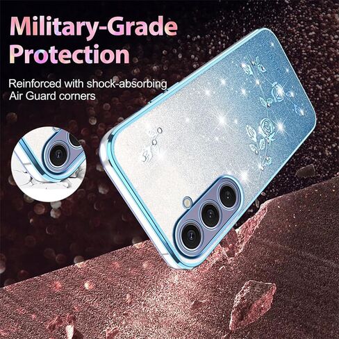 ysnzaq glitter floral case for Samsung Galaxy A16 مع حزام Crossbody Lanyard & Wrist ، وحالة هاتف TPU الناعمة اللطيفة لتصميم لطيف وشفاف لـ Samsung Galaxy A16 Yss Blue in Saudi Arabia