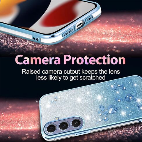 ysnzaq glitter floral case for Samsung Galaxy A16 مع حزام Crossbody Lanyard & Wrist ، وحالة هاتف TPU الناعمة اللطيفة لتصميم لطيف وشفاف لـ Samsung Galaxy A16 Yss Blue in Saudi Arabia