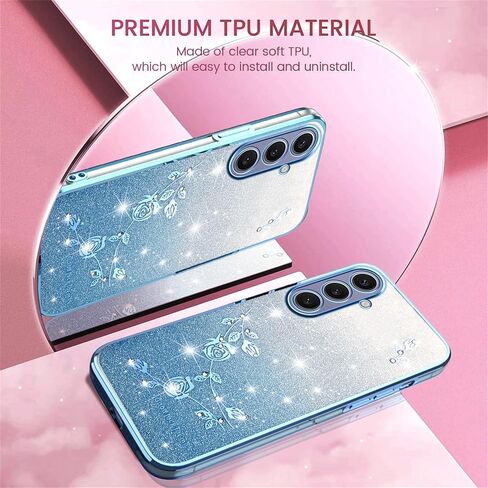 ysnzaq glitter floral case for Samsung Galaxy A16 مع حزام Crossbody Lanyard & Wrist ، وحالة هاتف TPU الناعمة اللطيفة لتصميم لطيف وشفاف لـ Samsung Galaxy A16 Yss Blue in Saudi Arabia