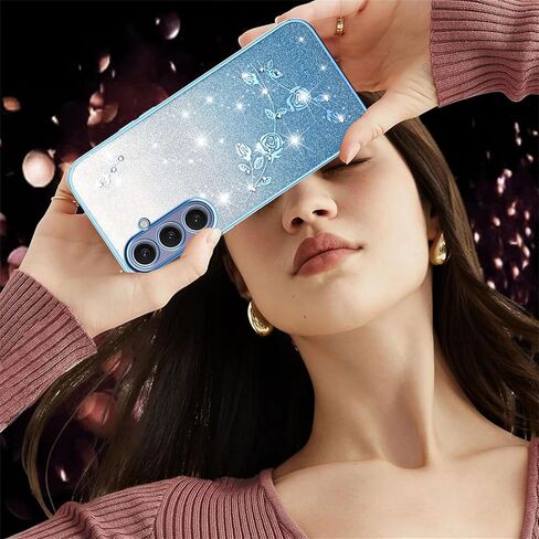 ysnzaq glitter floral case for Samsung Galaxy A16 مع حزام Crossbody Lanyard & Wrist ، وحالة هاتف TPU الناعمة اللطيفة لتصميم لطيف وشفاف لـ Samsung Galaxy A16 Yss Blue in Saudi Arabia
