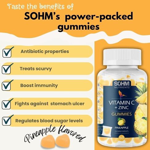 Vitamin C 60000mcg + Zinc 15000mcg Gummies, Individually Wrapped 60 Count, Supports Healthy Immune Health, Vitamin C Gummies,Zinc Gummies,Zinc Supplements for Adults in Saudi Arabia