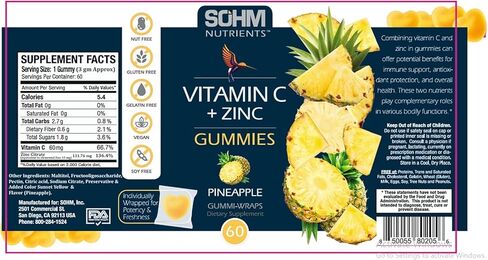 Vitamin C 60000mcg + Zinc 15000mcg Gummies, Individually Wrapped 60 Count, Supports Healthy Immune Health, Vitamin C Gummies,Zinc Gummies,Zinc Supplements for Adults in Saudi Arabia