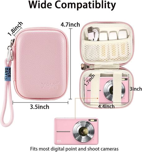 portable came cases Digital Camera Case for CAMKORY, Kodak, Canon & More - Small Travel Compact Pouch with Mesh Pocket for Accessories & SD Card (pink) in Saudi Arabia