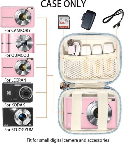 portable came cases Digital Camera Case for CAMKORY, Kodak, Canon & More - Small Travel Compact Pouch with Mesh Pocket for Accessories & SD Card (pink) in Saudi Arabia
