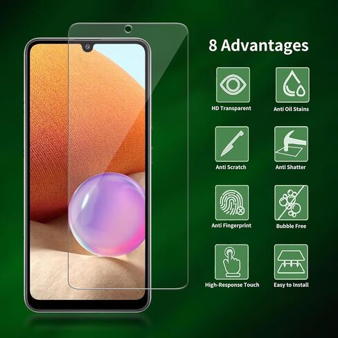 2 Pack for Samsung Galaxy A32 5G Screen Protector, Tempered-Glass, Micro-curved Edges, Case Friendly, Bubble Free, HD Clear, Easy Installation in Saudi Arabia