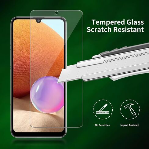 2 Pack for Samsung Galaxy A32 5G Screen Protector, Tempered-Glass, Micro-curved Edges, Case Friendly, Bubble Free, HD Clear, Easy Installation in Saudi Arabia