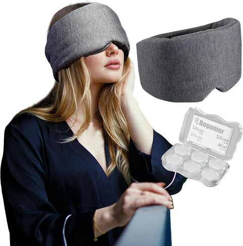 Sleep Mask and Ear Plugs for Sleeping Noise Cancelling Eye Masks for Sleep Women Men Blackout Sleep Masks with Silicone Ear Plugs Set Cooling 3D Sleep Mask for Travel Adjustable Sleep Mask in Saudi Arabia