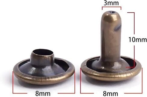100 Pcs Leather Rivets, 12mm x 10mm Double Cap Rivets Metal Studs for Clothes Shoes Handbag Belts Crafts, Gold in Kuwait