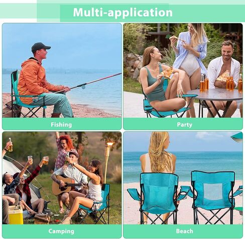 Shellwei 2 PCS Folding Camping Chair with Cupholder and Carry Bag Regular Size Colorful Breathable Portable Lightweight Lawn Chair with Side Pocket for Fishing Hiking Beach Outdoor Activity in Saudi Arabia