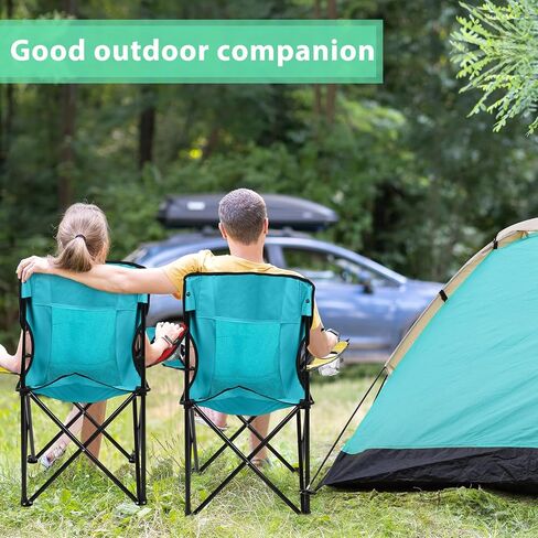Shellwei 2 PCS Folding Camping Chair with Cupholder and Carry Bag Regular Size Colorful Breathable Portable Lightweight Lawn Chair with Side Pocket for Fishing Hiking Beach Outdoor Activity in Saudi Arabia
