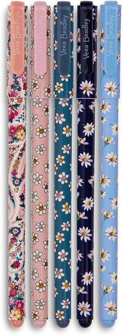 Vera Bradley Gel Pen Set of 5 with Storage Pouch, Colorful Pens in Assorted Ink Colors, Fall 20 Medley in Saudi Arabia
