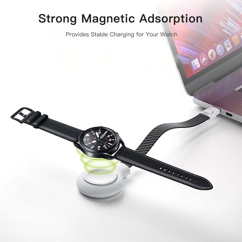 Portable Magnetic Charger for Samsung Galaxy Watch | Keychain Travel Charger USB-C/USB-A 2-in-1 | Fast Charging for Galaxy Watch Ultra/7/6/6 Classic/5/5 Pro/4/4 Classic/3/Active 2/1 Models (Black) in Kuwait