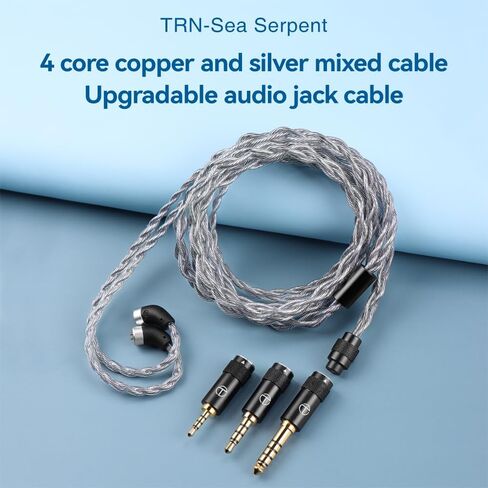 FAAEAL TRN Sea Serpent Earphone Cable with QDC/S/C Pin,356Cores Copper Silver Mixed Wire with 2.5mm/3.5mm/4.4mm Replaceable Plug,Upgrade Line for KZ ZSN PRO Castor TANGZU Wan'er Headphones (No Mic) in Saudi Arabia