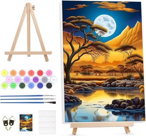 Paint by Numbers Kit for Adults with Framed Canvas&Wooden Easel, DIY Acrylic Paint by Numbers Kits for Adults Beginner, Seasons Tree Drawing Paintwork Arts and Crafts for Home Wall Decor, 12x16inch in Saudi Arabia