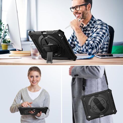 ZtotopCases for New iPad Air 13 inch Case (M3 2025/M2 2024) with Pencil Holder, Shockproof Full Body Drop Protective Cover with 360° Rotating Hand Strap & Stand, Black in Saudi Arabia