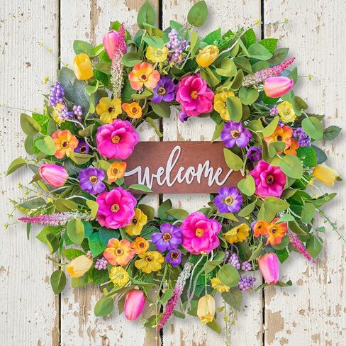 22 Inch Fall Wreaths for Front Door- Artificial Silk Autumn Sunflower Wreath,Full&Realistic Fall Door Wreath with Fall Leaves and Yellow Berries- Indoor Outdoor Farmhouse Home Harvest Decor in Saudi Arabia