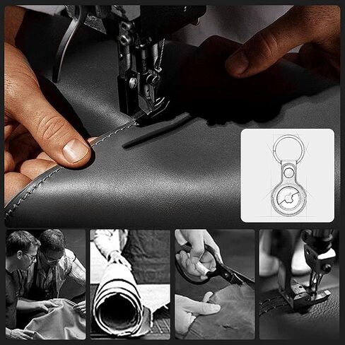 AirTag Holder for Apple AirTag with Keychain - Anti-Lost, Secure-Fit Case Compatible with AirTag - Handy Keyring Cover for Pet Collar, Key, Bag, Luggage - PU Leather Protective Air Tag Accessory in Saudi Arabia