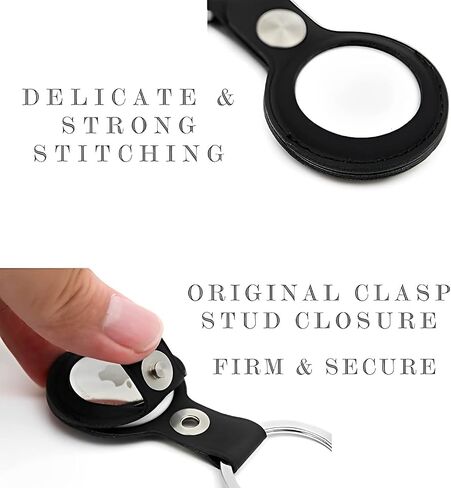 AirTag Holder for Apple AirTag with Keychain - Anti-Lost, Secure-Fit Case Compatible with AirTag - Handy Keyring Cover for Pet Collar, Key, Bag, Luggage - PU Leather Protective Air Tag Accessory in Saudi Arabia