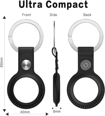 AirTag Holder for Apple AirTag with Keychain - Anti-Lost, Secure-Fit Case Compatible with AirTag - Handy Keyring Cover for Pet Collar, Key, Bag, Luggage - PU Leather Protective Air Tag Accessory in Saudi Arabia