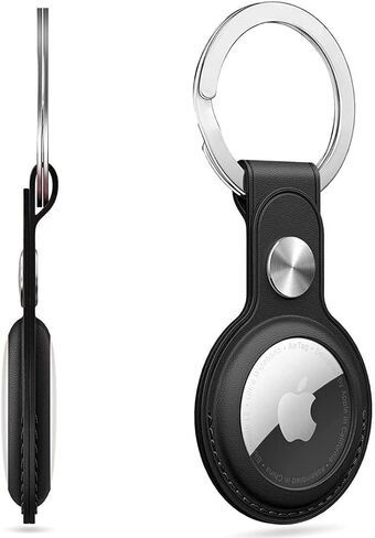 AirTag Holder for Apple AirTag with Keychain - Anti-Lost, Secure-Fit Case Compatible with AirTag - Handy Keyring Cover for Pet Collar, Key, Bag, Luggage - PU Leather Protective Air Tag Accessory in Saudi Arabia