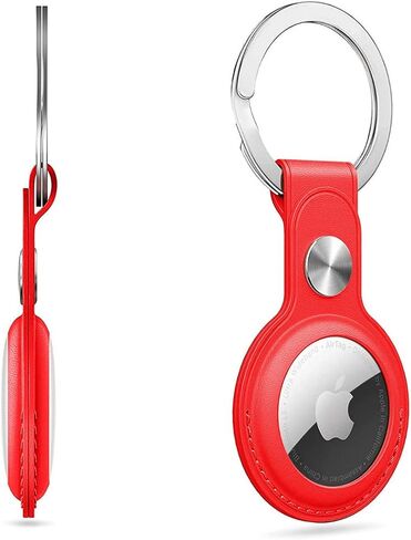 AirTag Holder for Apple AirTag with Keychain - Anti-Lost, Secure-Fit Case Compatible with AirTag - Handy Keyring Cover for Pet Collar, Key, Bag, Luggage - PU Leather Protective Air Tag Accessory in Kuwait