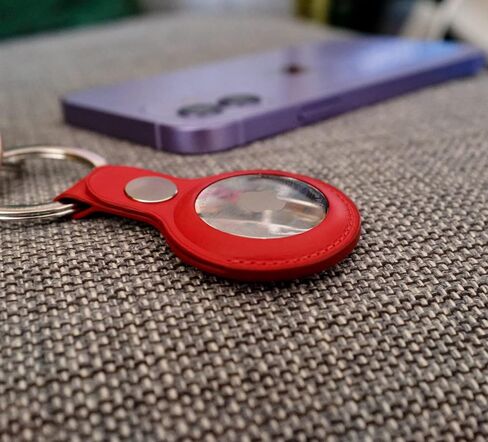 AirTag Holder for Apple AirTag with Keychain - Anti-Lost, Secure-Fit Case Compatible with AirTag - Handy Keyring Cover for Pet Collar, Key, Bag, Luggage - PU Leather Protective Air Tag Accessory in Kuwait