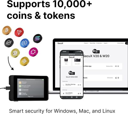 Secux W10 Crypto -Asset Hardware Wallet - الحل المثالي لتخزين Bitcoin و Ethereum و Ripple و Litecoin و Bitcoin Cash والمزيد (W10C) in Kuwait