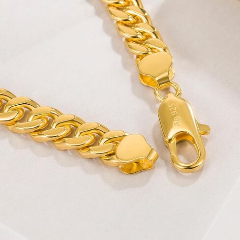 الأزياء 925 الفضة الاسترليني الصلبة ميامي الكوبي ربط سلسلة سوار 8MM - 16MM - كبح الكوبي سوار الصلبة سميكة كبيرة ربط سوار للرجال الأولاد - 7-11 بوصة مجوهرات in Kuwait