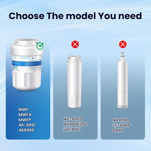 GOLDEN ICEPURE MWF Refrigerator Water Filter Replacement for GE SmartWater MWFA, 1PACK, GWF, GWFA, RWF0600A, FMG-1, WFC1201, GSE25GSHECSS, PC75009, 197D6321P006, Kenmore 9991, PC83879, GSL25JFTABS in Saudi Arabia