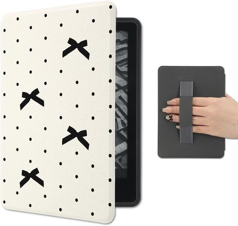 علبة الكرز متوافقة مع الجيل الحادي عشر Kindle (2024/2022 إطلاق) 6 بوصة مع حزام يدوي PU PU LEATHY WHITE FOLIO COVER AUTO/WIKE in Kuwait