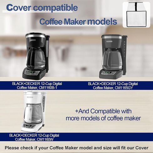 Cover for BLACK+DECKER Coffee Maker Heavy Duty Waterproof Dustproof Stain-Resistant Heat-Resistant Coffee Machine Protective Cover Case for BLACK+DECKER 12-Cup Digital Coffee Maker (Black) in Saudi Arabia