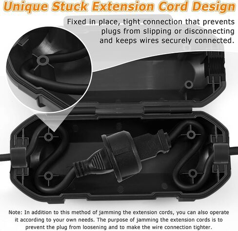 [2 Pack] Extension Cord Cover Outdoor, Cord Connector Protector IP54 Water-Resistant, Connection Box to Protect Outdoor Outlet, Plug, Socket, Christmas Holiday Decoration Light, Black in Kuwait