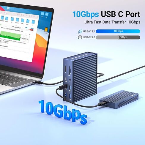 ACASIS Thunderbolt 4 Dock - 21 Ports,MacBook Pro Docking Station Dual Monitor, 8K60Hz HDMI, 2.5 GbE Ethernet, SD/TF 4.0, 10Gbps 7*USB C/A, 3.5mm Audio, 40Gbps Dock for Mac/Dell/HP/Lenovo/ThinkPad in Kuwait
