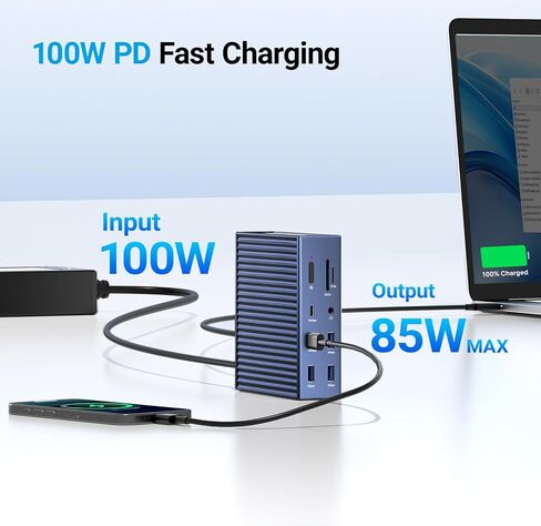 ACASIS Thunderbolt 4 Dock - 21 Ports,MacBook Pro Docking Station Dual Monitor, 8K60Hz HDMI, 2.5 GbE Ethernet, SD/TF 4.0, 10Gbps 7*USB C/A, 3.5mm Audio, 40Gbps Dock for Mac/Dell/HP/Lenovo/ThinkPad in Kuwait