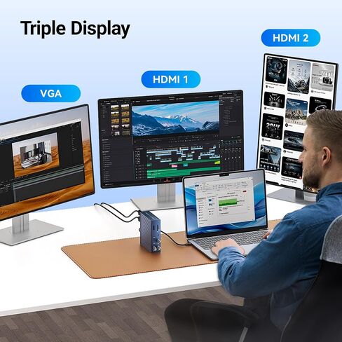 ACASIS Thunderbolt 4 Dock - 21 Ports,MacBook Pro Docking Station Dual Monitor, 8K60Hz HDMI, 2.5 GbE Ethernet, SD/TF 4.0, 10Gbps 7*USB C/A, 3.5mm Audio, 40Gbps Dock for Mac/Dell/HP/Lenovo/ThinkPad in Kuwait