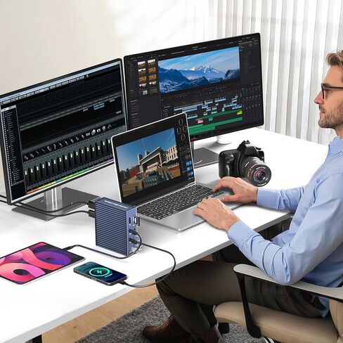 ACASIS Thunderbolt 4 Dock - 21 Ports,MacBook Pro Docking Station Dual Monitor, 8K60Hz HDMI, 2.5 GbE Ethernet, SD/TF 4.0, 10Gbps 7*USB C/A, 3.5mm Audio, 40Gbps Dock for Mac/Dell/HP/Lenovo/ThinkPad in Kuwait