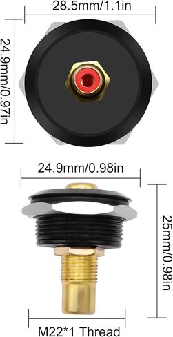 MEIRIYFA RCA Panel Mount Connectors Socket Female to Female Coupler Round Adapter Embedded Threaded Fixed for Audio Video Phono Speaker RCA Cable Amplifier（3PCS (Black) in Saudi Arabia