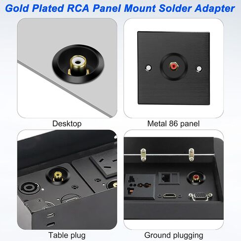 MEIRIYFA RCA Panel Mount Connectors Socket Female to Female Coupler Round Adapter Embedded Threaded Fixed for Audio Video Phono Speaker RCA Cable Amplifier（3PCS (Black) in Saudi Arabia