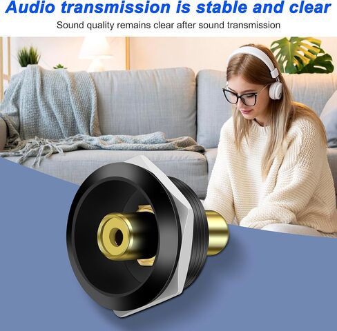 MEIRIYFA RCA Panel Mount Connectors Socket Female to Female Coupler Round Adapter Embedded Threaded Fixed for Audio Video Phono Speaker RCA Cable Amplifier（3PCS (Black) in Saudi Arabia