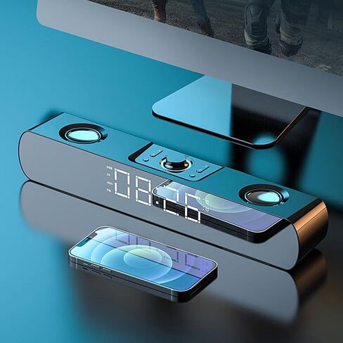 مكبرات الصوت من Bluetooth Soundbar Soundbar ، Hifi Stereo USB السلكية في مكبر صوت الألعاب - مدمجة في مضخم الصوت ، إنذار ، راديو FM للكمبيوتر المحمول للكمبيوتر المحمول (أسود) in Kuwait