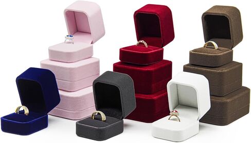 Velvet Ring Box Wedding Valentine's Day, Premium Engagement Ring Gift Box Jewelry Ring Display Holder Case for Proposal Ceremony (White) in Saudi Arabia