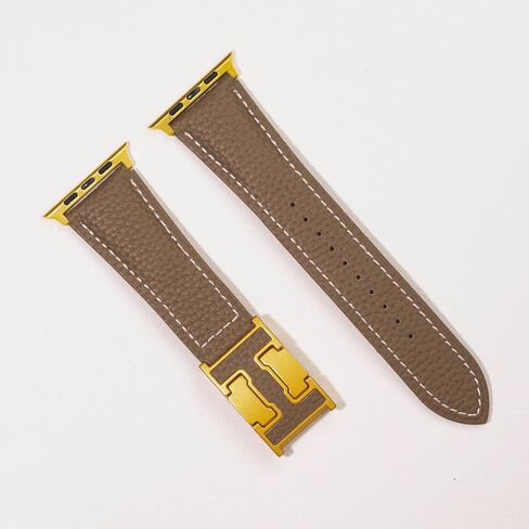 Leather Band Compatible with Apple Watch Band Series 10 9 8 7 6 5 4 SE Ultra Ultra 2, H-Shaped Buckle strap for iWatch 44/45/46/49mm Men and Women in Saudi Arabia
