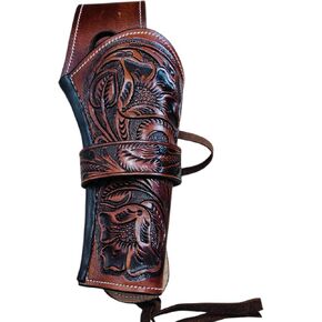 Western Gun Holster Full Grain Buff Leather Right Hand Heritage Rough Rider Hand Tooled Cowboy Gun Holster For 4" To 6" Barrel Revolvers (Right Hand)