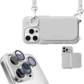 MAGEASY Pouch M Lanyard Case & Lenz Sapphire Lens Protector for iPhone 16 Pro Max 6.9"